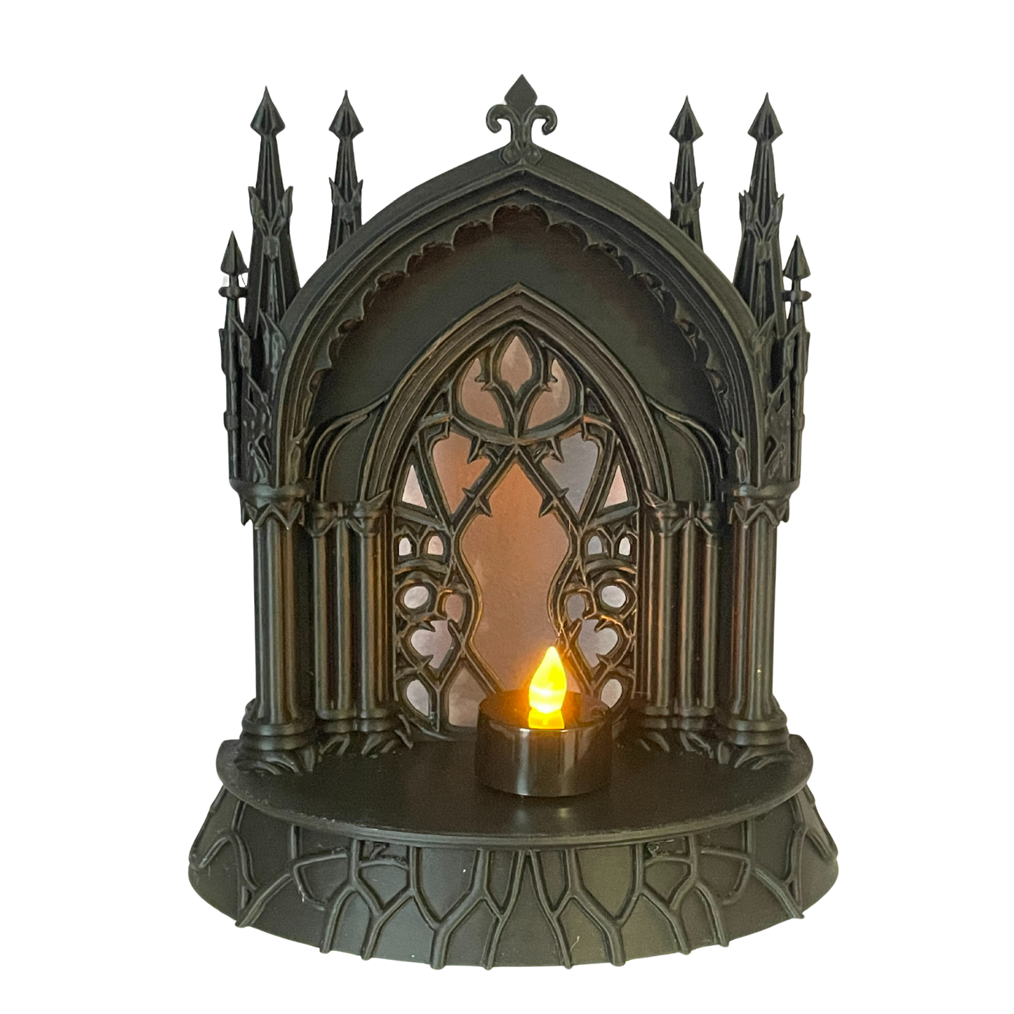 Gothic Cathedral Wall Mount or Tabletop Shelf – Matte Black Mini Altar Display