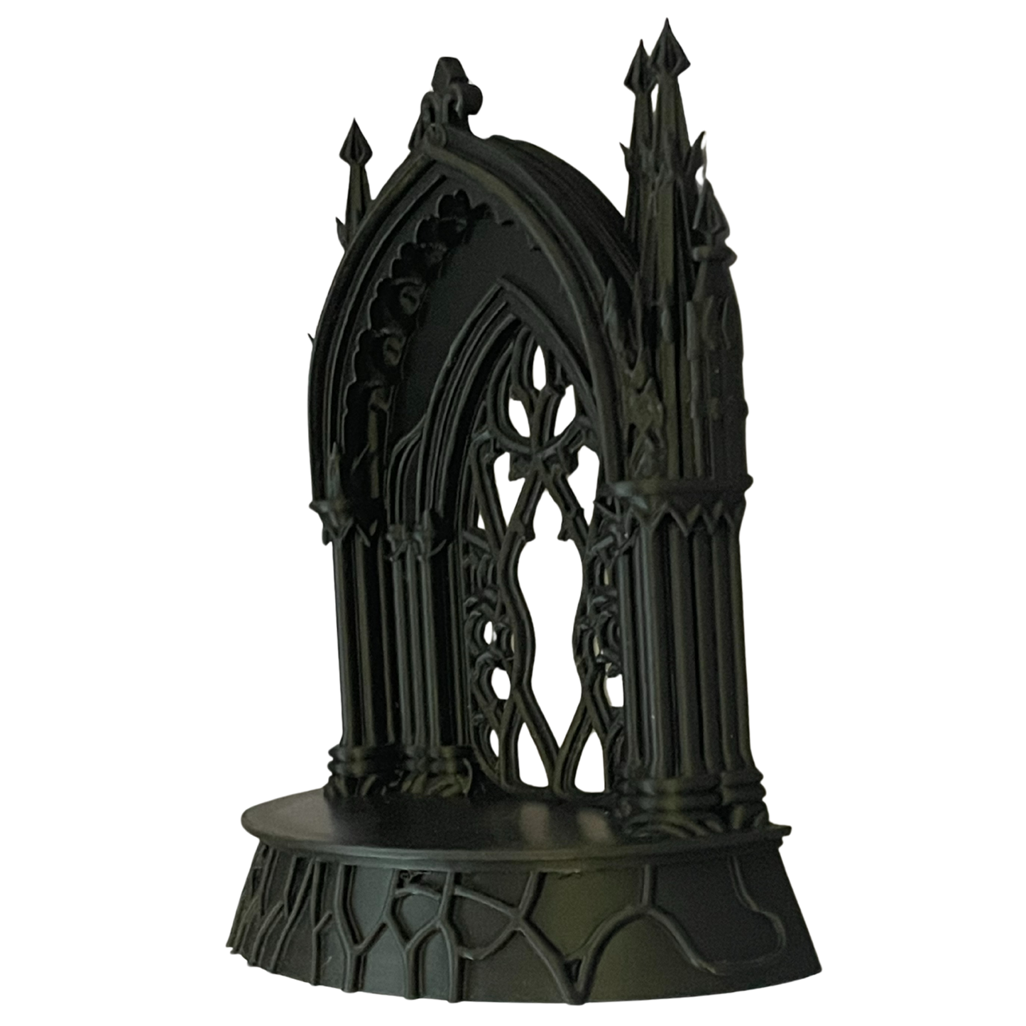 Gothic Cathedral Wall Mount or Tabletop Shelf – Matte Black Mini Altar Display
