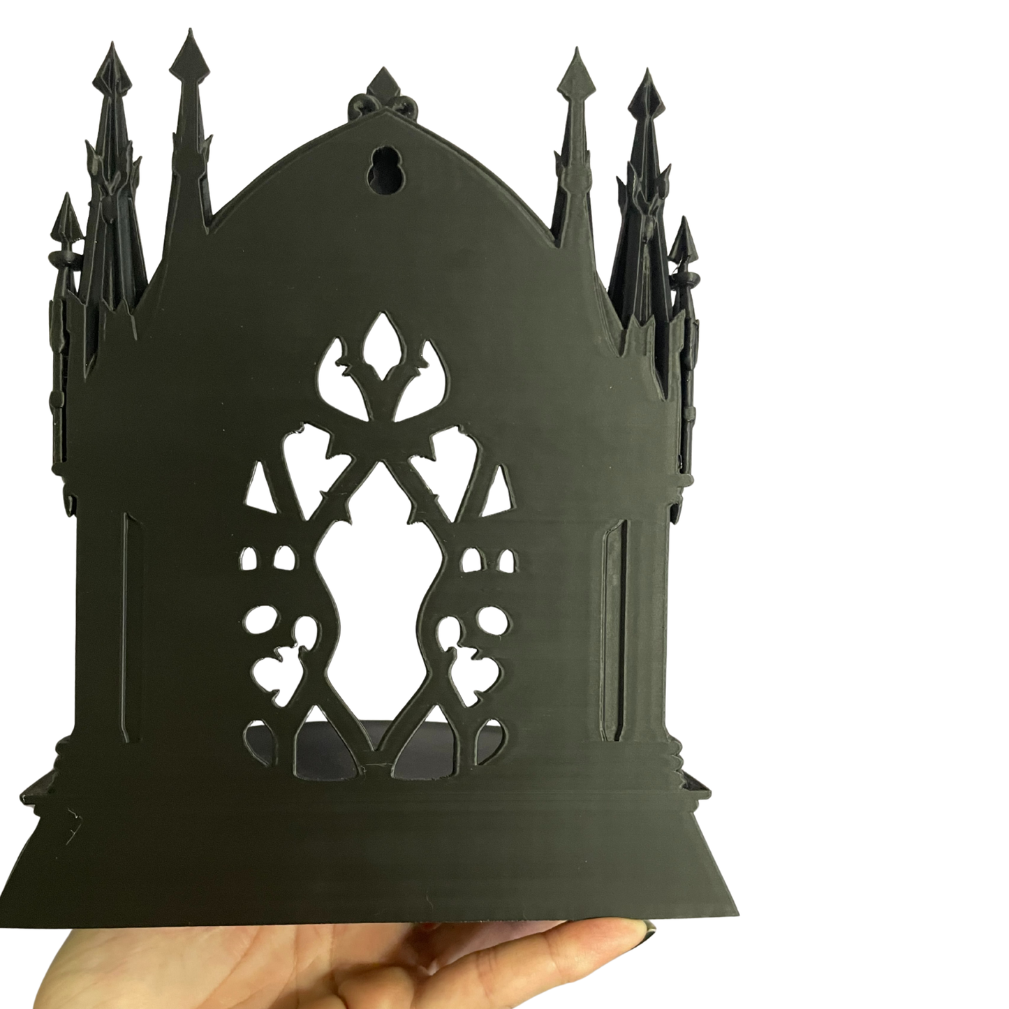 Gothic Cathedral Wall Mount or Tabletop Shelf – Matte Black Mini Altar Display