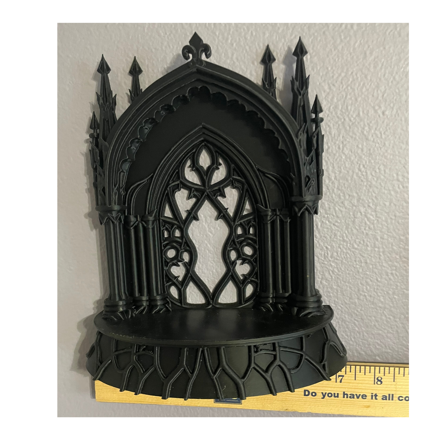 Gothic Cathedral Wall Mount or Tabletop Shelf – Matte Black Mini Altar Display