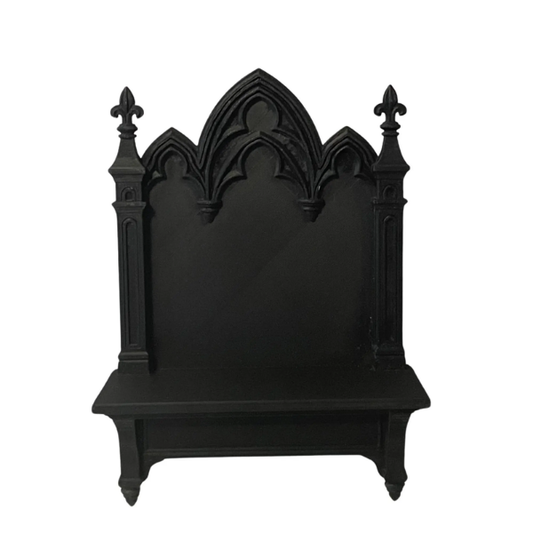 Gothic Cathedral Mini Shelf – Dark Altar Display for Jewelry, Crystals, or Witchy Decor – Black 3D Printed Occult Shelf