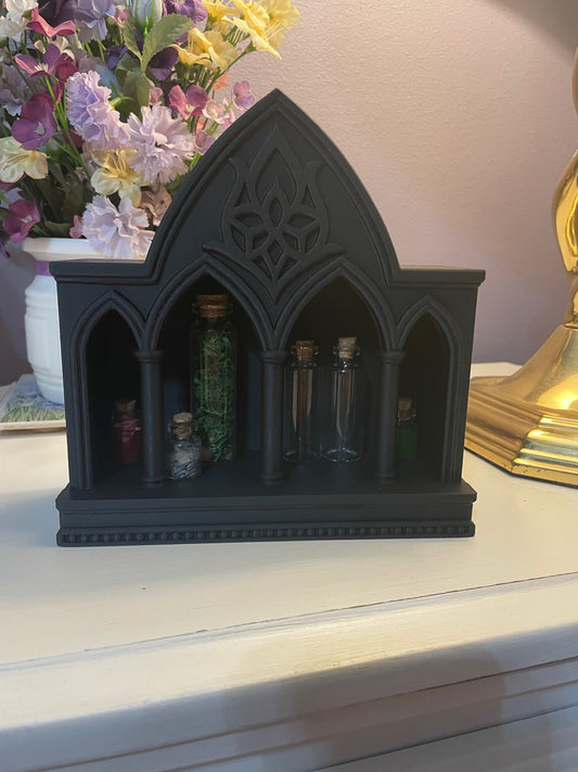 Gothic Desktop Altar Shelf | Mini Apothecary Bottle Display | Witchy Gothic Home Décor