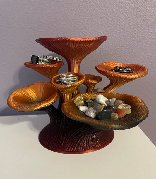 Enchanted Mushroom Ring Holder – Gothic Altar Jewelry Stand, Witchy Woodland Decor
